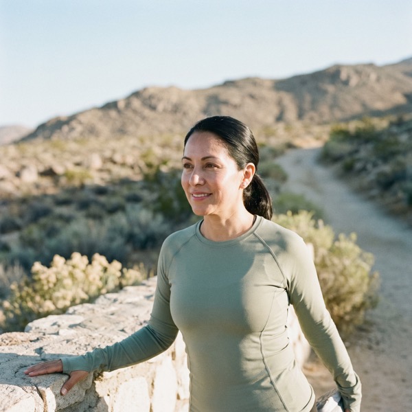 A woman resting after a trail run